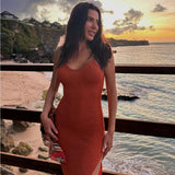Fongt New Sexy Babes Body-In-Exa-Covered Vacation Sling Women's Knitted Open-Back Dress Women