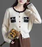 Fongt Fragrant Wind Bump Color Knit Sweater Cardigan Coat Woman Korean Version Temperament Loose And Sweet Soft Waxy Sweater Woman-Outfit