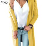 Jacket Autumn and Winter New Double Pocket Medium Length Knitted Cardigan Sweater Women Cardigan Women Knitted