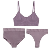 Bra Set Women Underwear Sexy High Waist Bodyshaper Briefs Thong Panties Female Bralette Lingerie Basic Top Active
