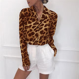 Blouses Shirts Sexy V-neck Long Sleeve Chiffon Blouse Leopard Print Shirt Casual Tops Work Wear Blusas Mujer De Moda