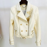 STREET Newest 2023 Fashion Designer Jacket Women's Lion Buttons Synthetic Biker Leather Motorcycle