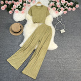 Fongt T-Shirt, High-Waisted, Wide-Leg Pants-Outfit