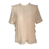 Fongt Top Retro Women's Summer 2025 New Lace Lace Hollow Shirt Temperament Slim Chic Short-Sleeved