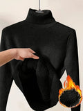 Fongt Thicken High-Neck Sweater Temperament Inside To Keep Warm Jacket Knitting