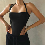 Fongt Style 2023 Fashion Summer Women's One-Line Neck Band Open Back
