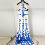 Fongt Spring And Summer New Star Fashion Printing Leisure Holiday Dress Hanging Neck Long Dress