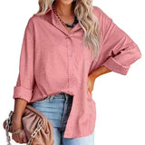 Women's Spring And Summer New Lapel Open-Button Leopard Print Jacquard Shirt Temperament Commuter Long-Sleeved Shirt-Outfit