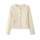 Fongt Women's Clothing Texture Autumn Round Collar Short Jacket Jacket In Autumn Winter 2025