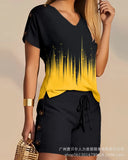Positioning Print Short-Sleeved Pants Two-Piece Suit-Outfit
