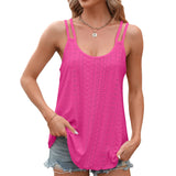 / Summer 2024 New Solid Color Round Collared Sleeveless Sling Vest Top-Outfit