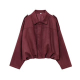 Fongt New Fashion Temperament Imitation Leather Effect Bomber Jacket 4344655