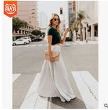 Fongt 2024 New Large-Size High-Waisted Half-Dress Women's Large Swing Skirt Wrinkles Long