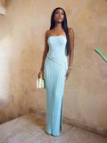 Fongt Spring/Summer New Hot Fashion Style Twisting Flower Fork Long Wool Dress LX0180