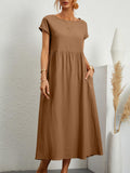Fongt Solid Color Sleeveless Loose Cotton Into Pocket