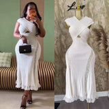 Fongt Knitted Set Women's Sleeveless Vest + Mid-Long Half-Dress Senior Geathed Two-Piece