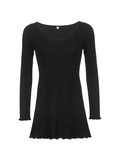 Simple Knitted Long Sleeve Mini Dress-Outfit