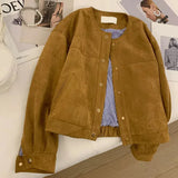 Brown Suede Stripe Lining Jacket-Outfit