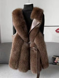 Faux Fur Jacket Solid V-neck Advanced Sense Fox Fur Coat Autumn/Winter New 2023 Thick Warm Fur Vest Women's Winter