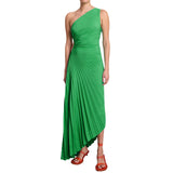 Fongt Women's New Fashion Pure Color Casual Temperament Shoulder Collar Folded Empty Dress Dress