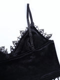 Dark Mall Gothic Harajuku Velvet Camis Black Lace Trim Emo Alternative Aesthetic Crop Tops Women Backless Sexy Strap