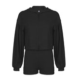 Fongt Personality Buckle POLO Collar Loose Lazy Simple Long Sleeves Jump Thin Shorts