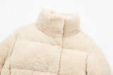 Fur Fleece Puffer Cropped Coat-Outfit