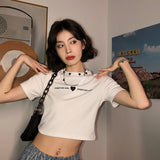 Fongt T-Shirt Women 2024 Summer New Korean Version Slim Slim Embroidery Hot Girl Student Short-Sleeved Jacket Women's