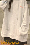 Korean Fashion Black Oversize Hoodie Women Harajuku Thin Basic Solid Sweatshirts Long Sleeve Top Grey Pullover