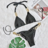 Fongt New Bikini, Gold Diamond Chain Split Swimsuit, Sexy Special Fabric Women's