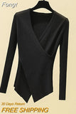 Sexy V-Neck Long Sleeve Pullover Knitted Sweater Women 2023 Winter Sweaters Knitwear Korean Woman Clothes