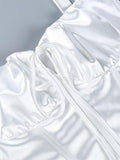 Tie Front Satin Corset Top-Outfit