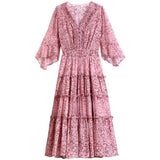 Feeling And Socialite Temperament And Foreign Style Summer 2023 New Small Pink Broken Flower Skirt Dress Girl-Outfit