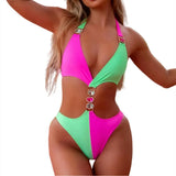 Fongt New Sexy Crystal Diamond Bikini Patchwork Women's Swimsuit Beach Vacation