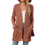 Fall / Winter 2024 Women's Knit Pocket Long Sleeve Casual Cardigan Coat-Outfit