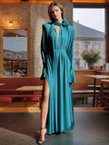 French Retro High-End Feel Waist Thin Dress 2025 New Three-Dimensional Flowers Decorated Long Dress Women's