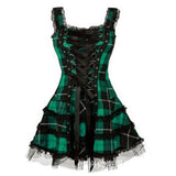 Plaid Printed Lock Lace-up Sleeveless Mesh