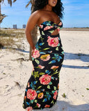 New Fashionable Sexy Bare-Breasted Printed Dress-Outfit