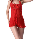 Fongt Neck Women's Multi-Color Mesh Sexy Ajamas Transparent Large-Size Low-Breasted