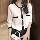 Fongt Illing High Quality Small Sweet Wind Women's Gold Button Cardigan Autumn Elegant Wind Sweater Coat Women's Sweater-Outfit