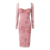 New High-Stretch Mesh Stitched Lace Buttocks Sexy Dress In Autumn-Outfit