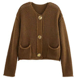 New 2024 Women's High-End Thick Needle Long-Sleeved Sweater Cardigan Jacket W063 2047-1-Outfit