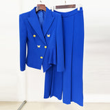 Fongt New Temperament Rose Buckle Butterfly Decoration Irregular Suit Trousers Two-Piece
