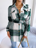 Fongt And Winter Casual Lattice Long Sleeve Strap Thick Coat Explosion Women's Clothing