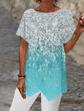 Geometric Print Loose Sleeve Irregular