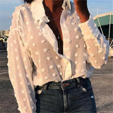 Sleeve Polka Dot Loose OL Ladies Chiffon