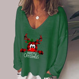 V-neck Long Sleeve Pullover Casual Loose