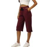Waist Casual Sports Three-quarter Length Wide