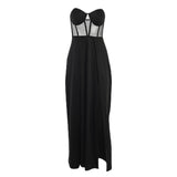 Fongt Knitted Tective Waist Open Skirt Woman Summer Sexy Black