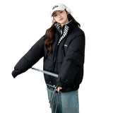 2024 Winter New Chess Board Down Cotton Clothes Female Loose BF Wind Collar Short Cotton-Padded Clothes Cotton-Padded Jacket And Thick Bread Clothes-Outfit